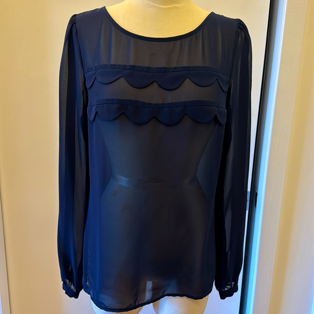 Pim + Larkin Navy Blue Blouse sz small